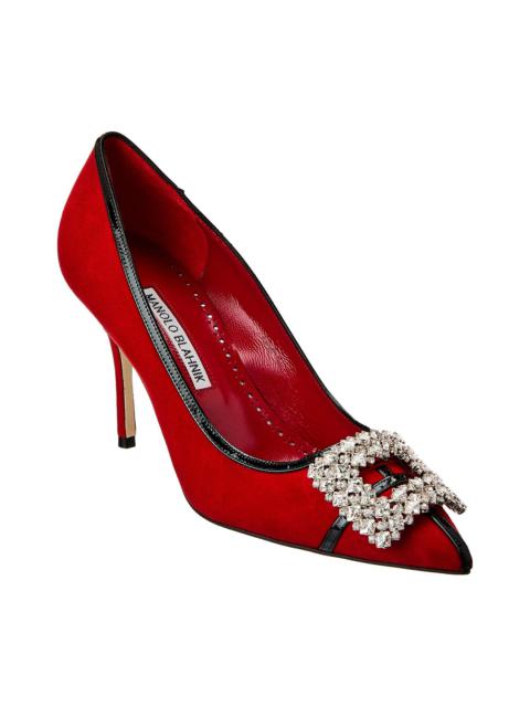 Manolo Blahnik Tuberian 90 Suede & Leather Pump