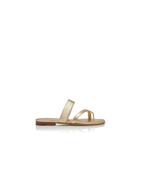 Manolo Blahnik Gold Nappa Leather Flat Sandals