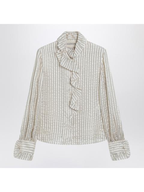 Valentino Valentino Light Beige Silk-Blend Shirt With Ruffles Women