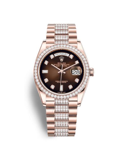 ROLEX Rolex Day-Date 36 Chocolate Dial 18kt Everose Gold Diamond-Set President Watch 128345CHDDP