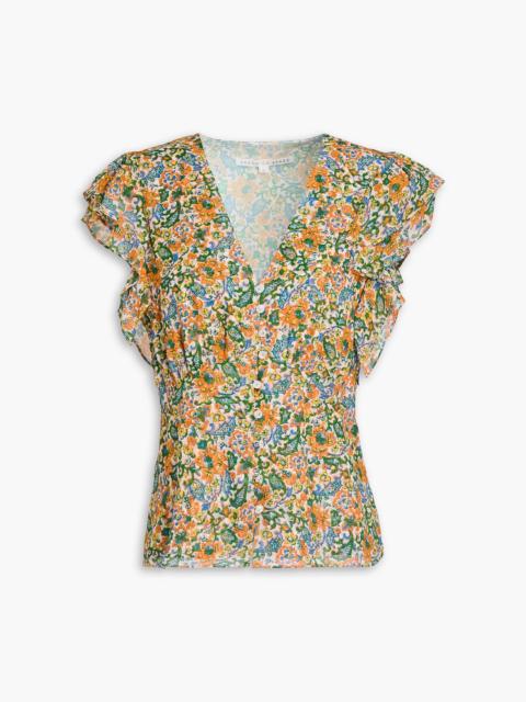 VERONICA BEARD Polly ruffled floral-print silk-crepe top
