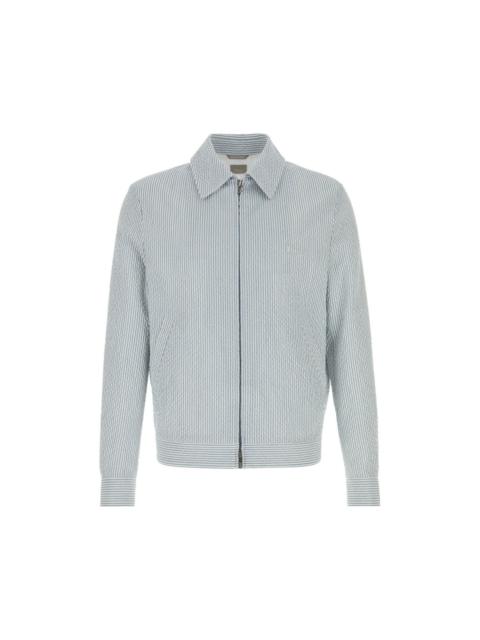 Dior DIOR $3100 Light Blue Striped Wool Zipped Jacket New & Authe