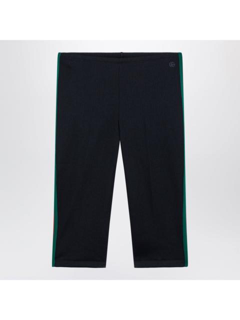 GUCCI Gucci Ribbed Cotton Jersey Pants With Web, Blue Japan Women
