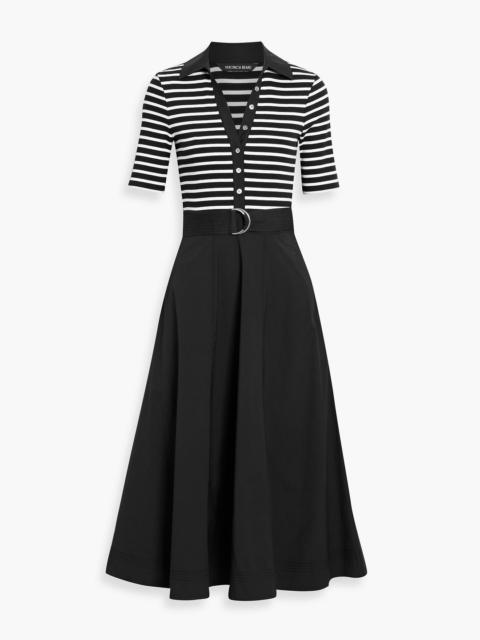 VERONICA BEARD Delise jersey-paneled cotton-blend poplin midi shirt dress