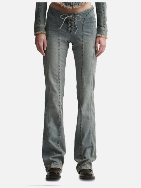 MISBHV SUNSET WASH LARA LACED DENIM STUDDED TROUSERS