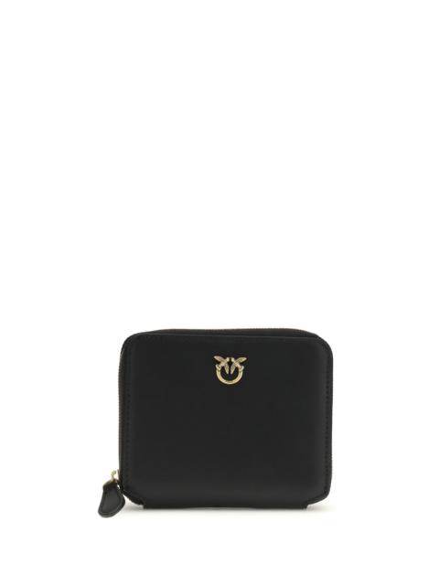 PINKO Pinko Leather Zip-around Wallet Nero-Antique Gold