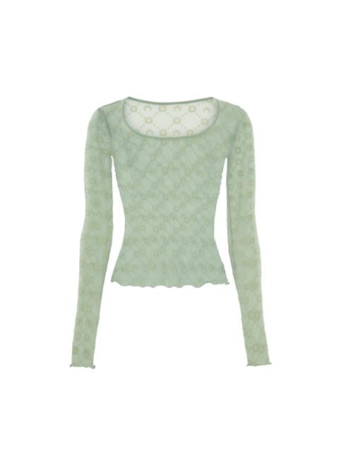 Marine Serre Moonogram mesh flock long sleeves roundneck top