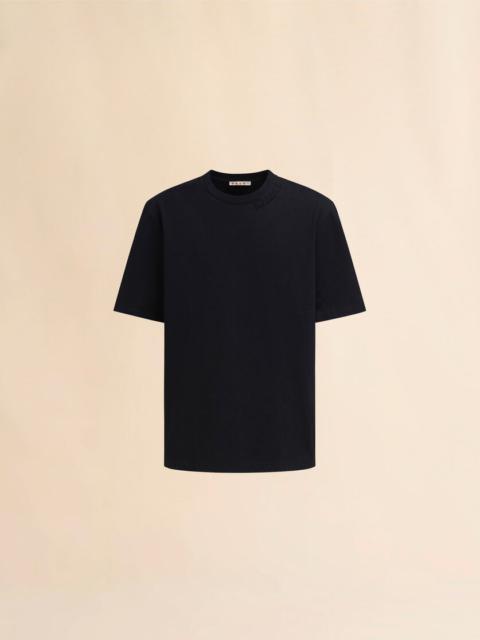Marni BLACK ORGANIC COTTON OVERSIZED T-SHIRT WITH MARNI PATCHES