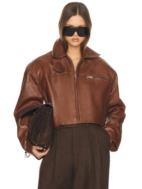 HELSA The Leather Oversized Moto Jacket in Smooth Leather