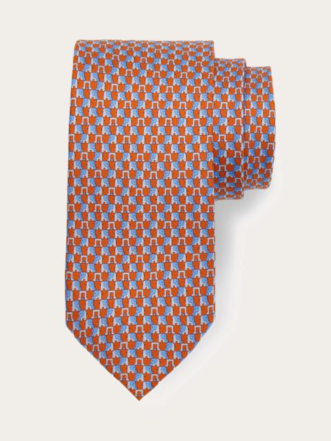 FERRAGAMO Elephant print silk tie