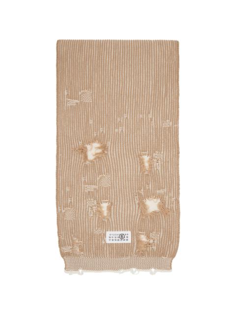 MM6 Maison Margiela Tan & White Amended Optical Ribs Scarf