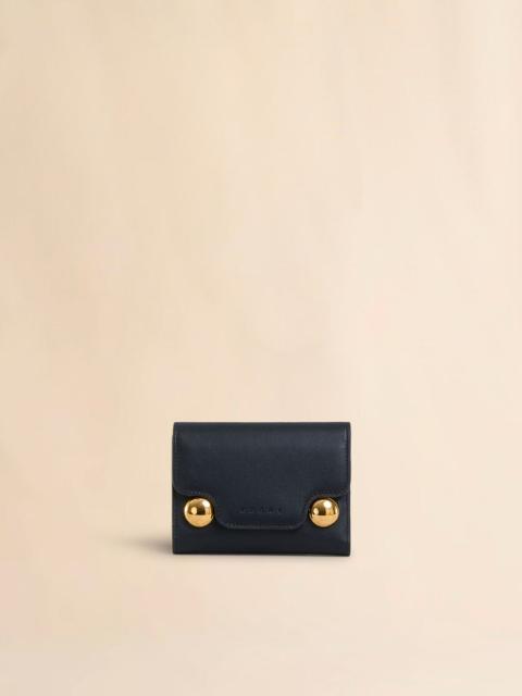Marni BLACK LEATHER TRUNKAROO TRIFOLD WALLET