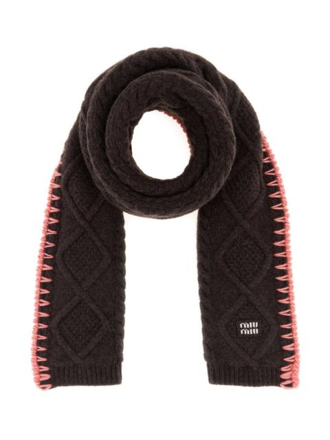 Miu Miu Miu Miu Women Dark Brown Wool Blend Scarf
