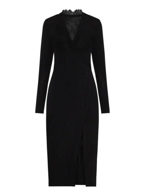 Other Designers Black Lace-Trim Midi Dress