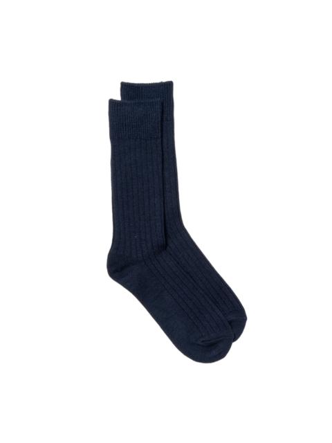 ROTOTO® Rototo Cotton Wool Ribbed Crew Socks Navy