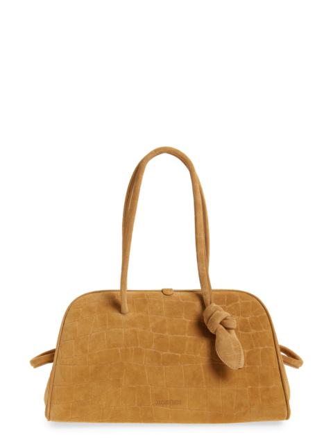 JACQUEMUS Jacquemus Le Turismo Croc Embossed Suede Bowling Bag in Camel at Nordstrom