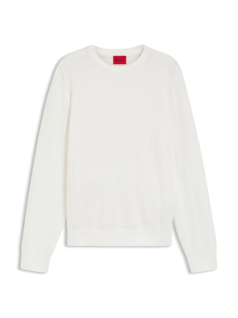 HUGO COTTON SWEATER WITH HERRINGBONE KNIT