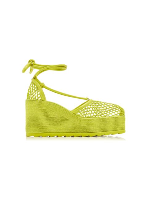 Bottega Veneta Lace-Up Wedge Espadrilles green