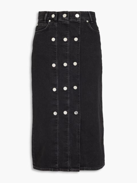 Sandro Button-embellished denim midi skirt