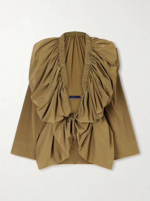 SHARON WAUCHOB Sata Draped Gathered Silk-blend Wrap Blouse
