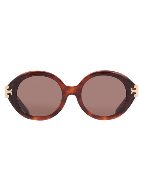 TORY BURCH Tory Burch Dark Brown Oval Ladies Sunglasses TY7210U 201173 52