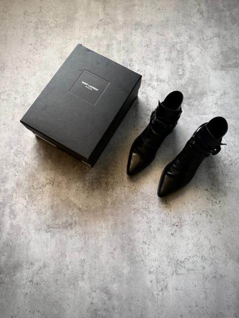 SAINT LAURENT Saint Laurent Paris 14SS Black Leather Western Buckle Pointed Ankle Boots by Hedi Slimane
