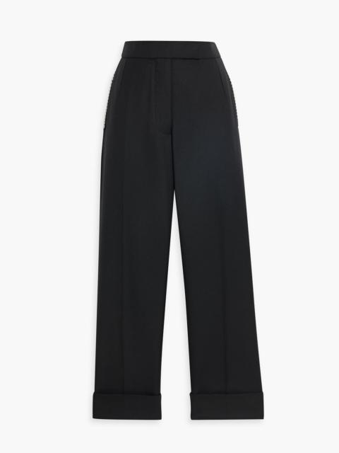 Thom Browne Cropped faux pearl-embellished wool-twill straight-leg pants