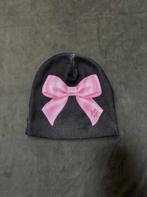 Other Designers Japanese Brand - Rare Y2k Goth Bow Tie Graphic No Cuff Black Beanie Hat OS