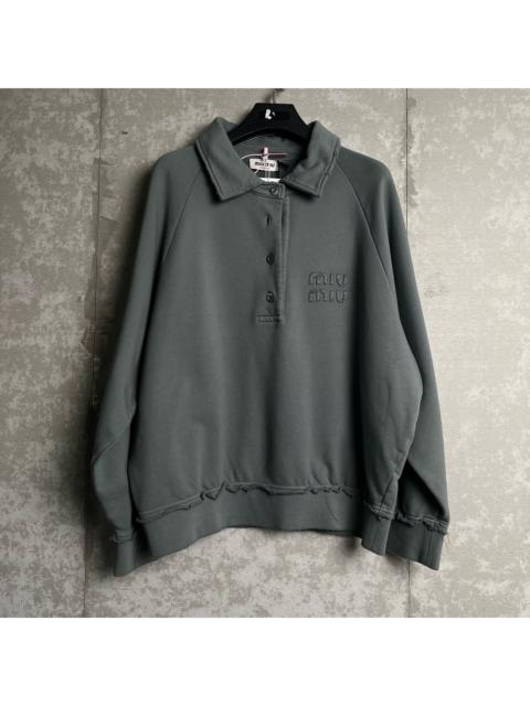 Miu Miu Miu Miu Gray Polo Embroidered Sweatshirt