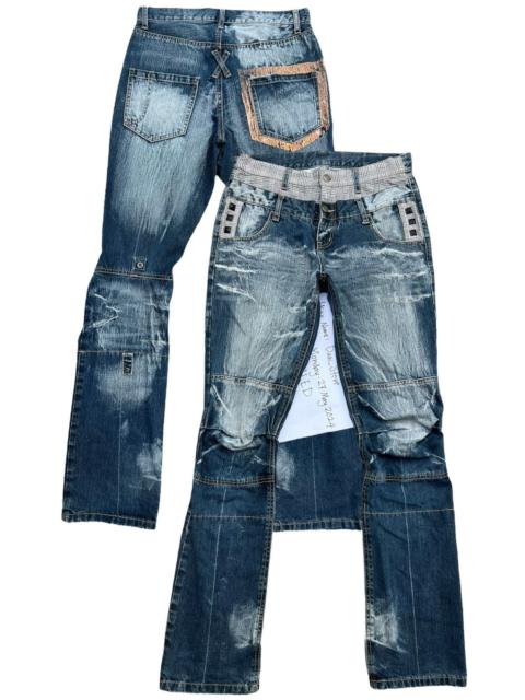 Other Designers Japanese Brand - PPFM Double Waist Spellout Faded Denim Jeans 31x32