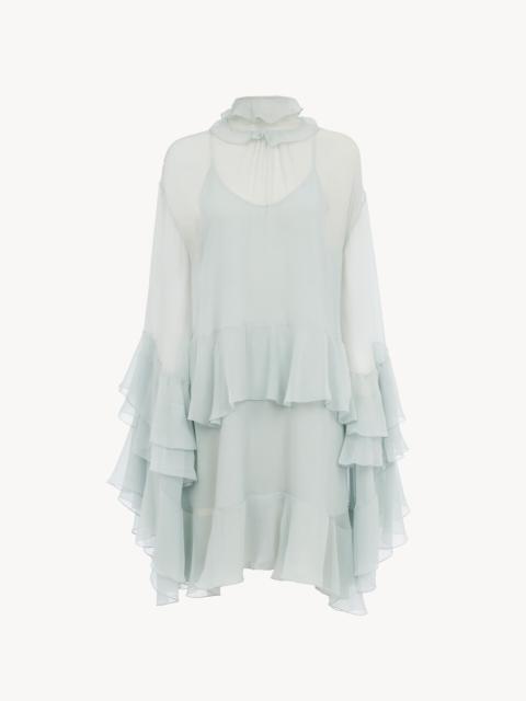 Chloé MINI RUFFLED DRESS IN SILK MOUSSELINE