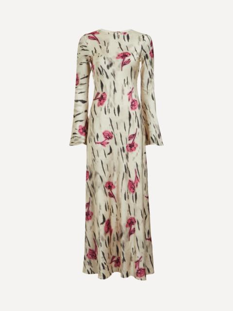 GANNI Floral Satin Maxi Dress