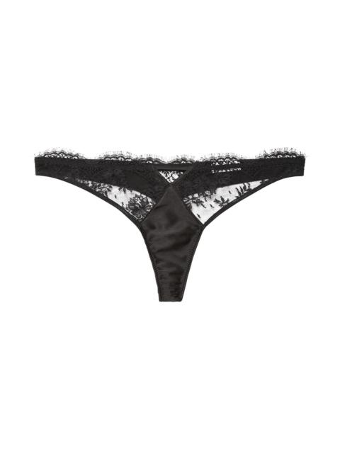 Fleur du Mal Fleur Du Mal Frankie Lace & Satin Thong in Black at Nordstrom