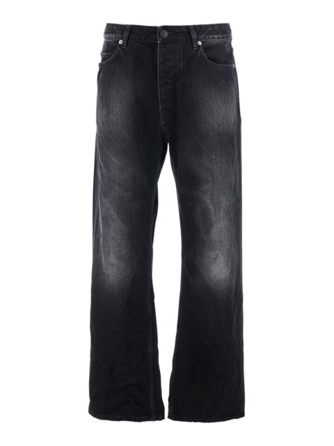 BALENCIAGA Balenciaga Men Black Jeans With Belt Loops And Distressed Design In Denim Man