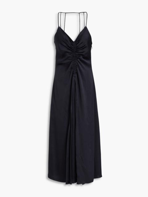 Sandro Ruched satin-twill maxi dress