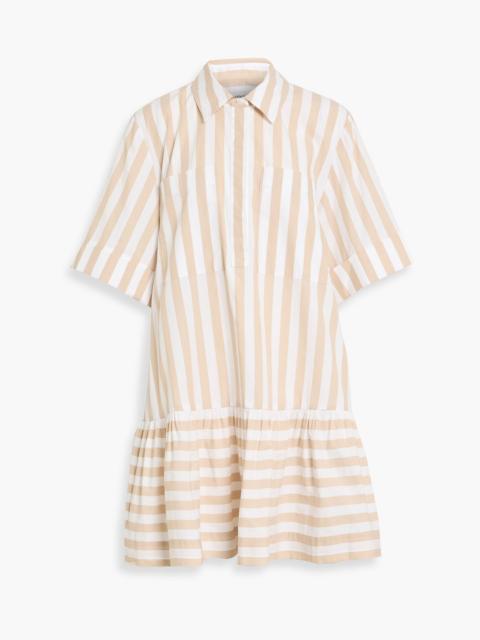 SIMKHAI Cris striped cotton-poplin mini shirt dress