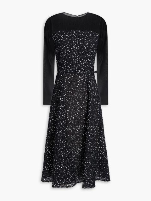 Oscar de la Renta Belted fil coupé chiffon midi dress