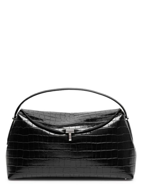 T-Lock crocodile-effect leather top handle bag
