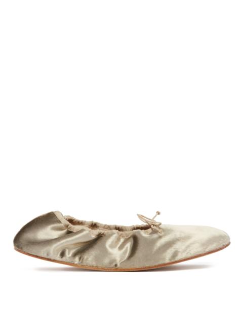 The Row Beige Rounded Velvet Ballet Flats