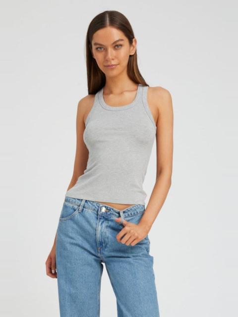 SPRWMN HEATHER GREY RIB FITTED SCOOPED TANK