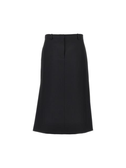 FENDI Fendi Grain De Poudre Wool Midi Skirt Black
