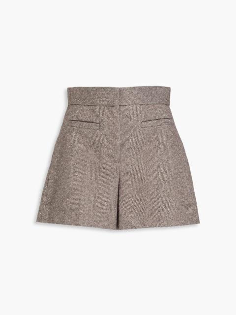Sandro Crystal-embellished herringbone tweed shorts