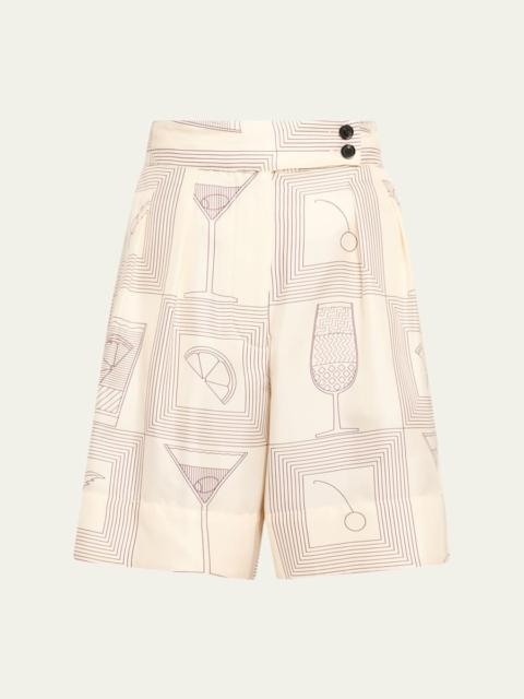 Loro Piana Dorin Aperitivo Twill Pleated Bermuda Shorts