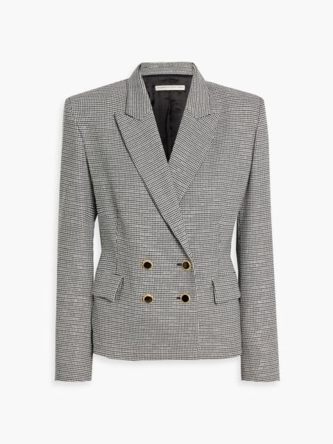 Alessandra Rich Double-breasted metallic houndstooth wool-blend blazer
