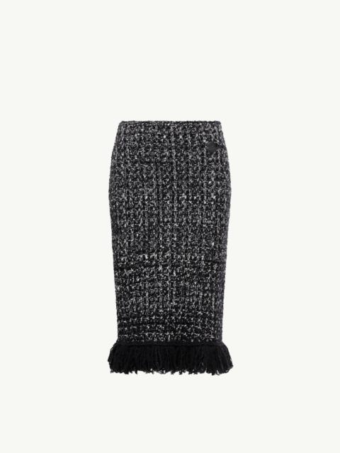 Moncler Fringe-Trim Wool Blend Skirt