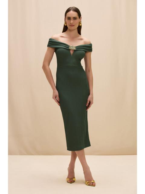 PatBO HILDA KNIT OFF SHOULDER MIDI DRESS