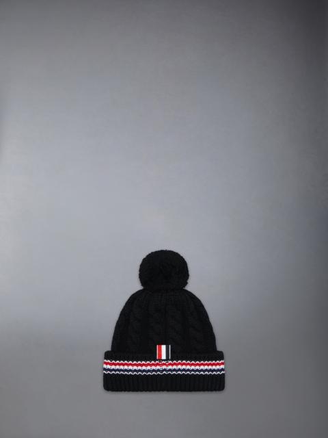 Thom Browne CASHMERE BABY CABLE STITCH POM POM HAT