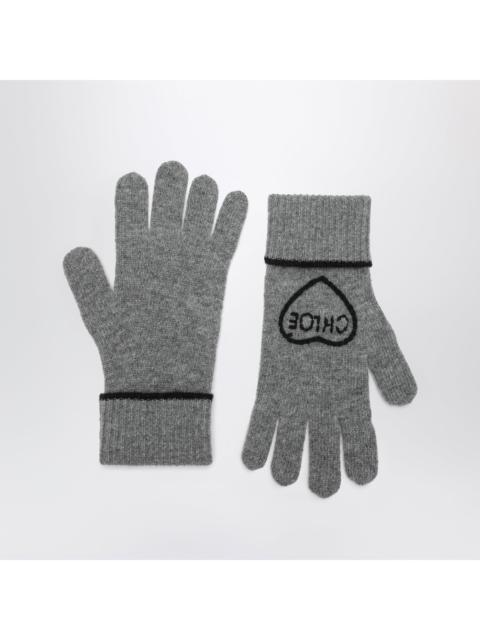 Chloé Chloe Grey Encoeur Gloves In Wool And Cashmere Women