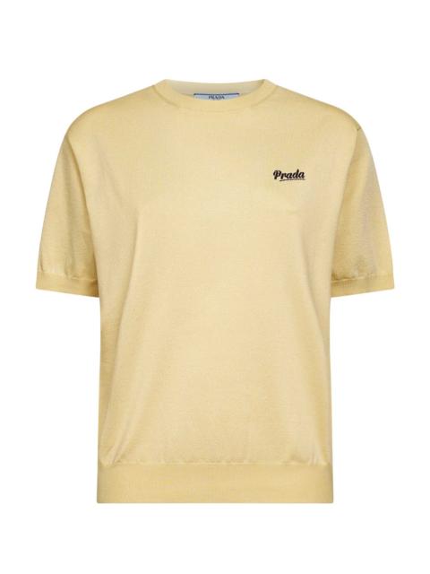 Prada Prada Abbigliamento Women Cream Cotton And Silk Sweater