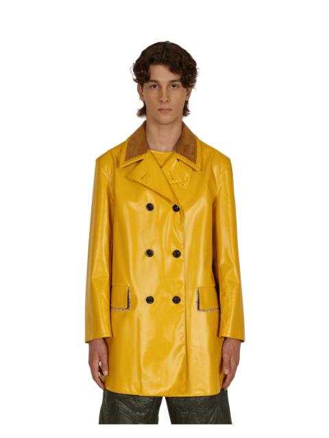Maison Margiela Coated Cotton Double Breasted Raincoat Yellow